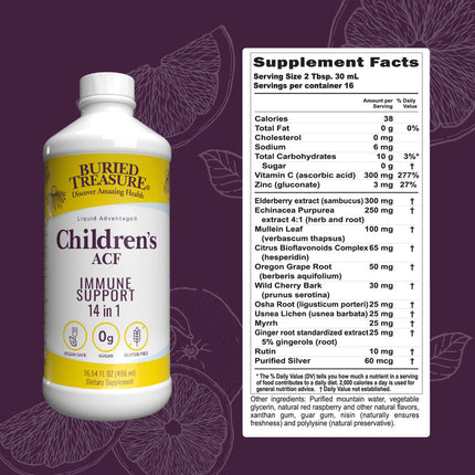 ACF Children's Liquid Supplement, Immune Support for Children, Natural Fruit Flavors, 16 servings