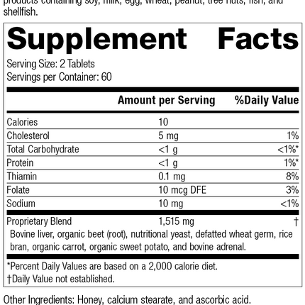 Cataplex® B-Core 120 Tablets Rev 02 Supplement Facts