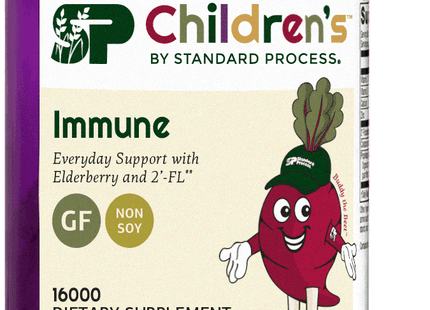 An image of a bottle of SP Children's Immune, a supplement for kids supporting the immune system.