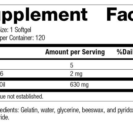 Flax Oil with B6, formerly known as Linum B6 5340-8.0 Supplement Facts