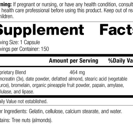 Multizyme®, 150 Tablets, Rev 02 Supplement Facts