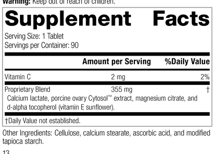 Ovex® P, 90 Tablets, Rev 12 Supplement Facts