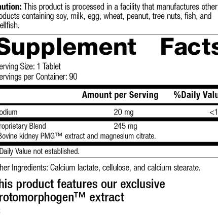 Renatrophin PMG®, 90 Tablets, Rev 16 Supplement Facts