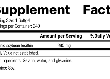 Soybean Lecithin, 240 Softgels, Rev 13 Supplement Facts