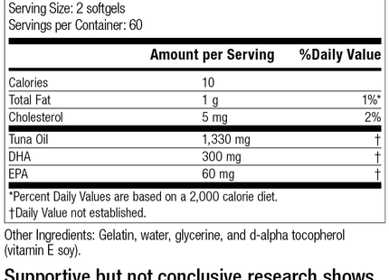 Tuna Omega-3 Oil, 120 Softgels, Rev 11 Supplement Facts