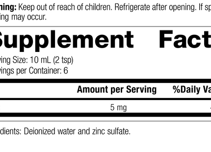 8360 Zinc Test R08 Supplement Facts