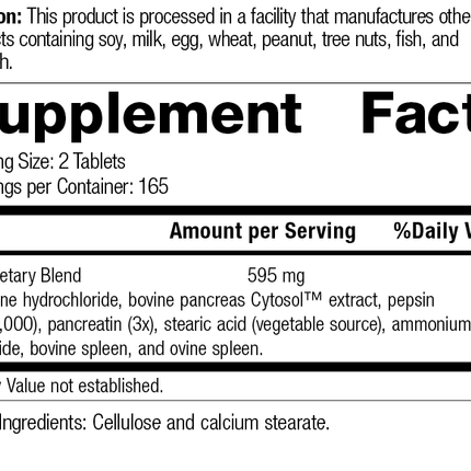 Zypan®, 330 Tablets, Rev 01 Supplement Facts