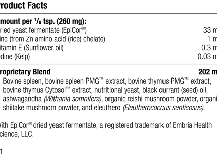 A1660 Canine Immune System Support, 110 g, Rev 01 Supplement Facts