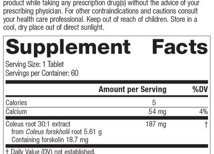 Coleus Forte, 60 Tablets, Rev 07 Supplement Facts