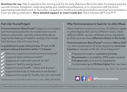 Femmenessence MacaPause For Post Menopause