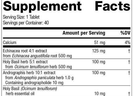 Andrographis Complex, 40 Tablets, Rev 09 Supplement Facts