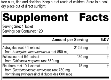 Astragalus Complex, 120 Tablets, Rev 02 Supplement Facts