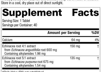 Echinacea Premium, 40 Tablets, Rev 10 Supplement Facts