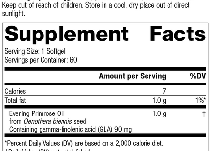 Evening Primrose Oil, 60 Capsules, Rev 10 Supplement Facts