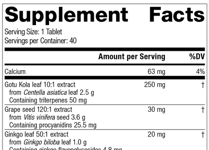 Gotu Kola Complex, 40 Tablets, Rev 05 Supplement Facts