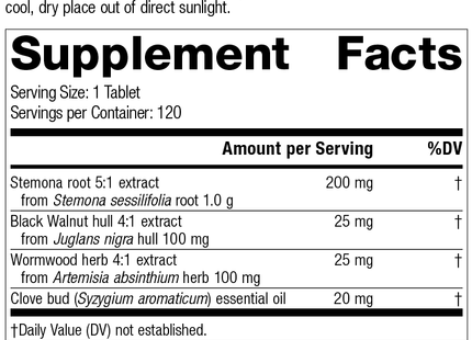 Wormwood Complex, 120 Tablets, Rev 09 Supplement Facts