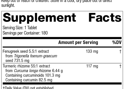 Turmeric Forte, 180 Tablets, Rev 01 Supplement Facts