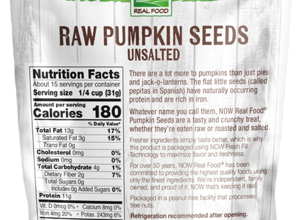 Pumpkin Seeds, Organic, Raw & Unsalted