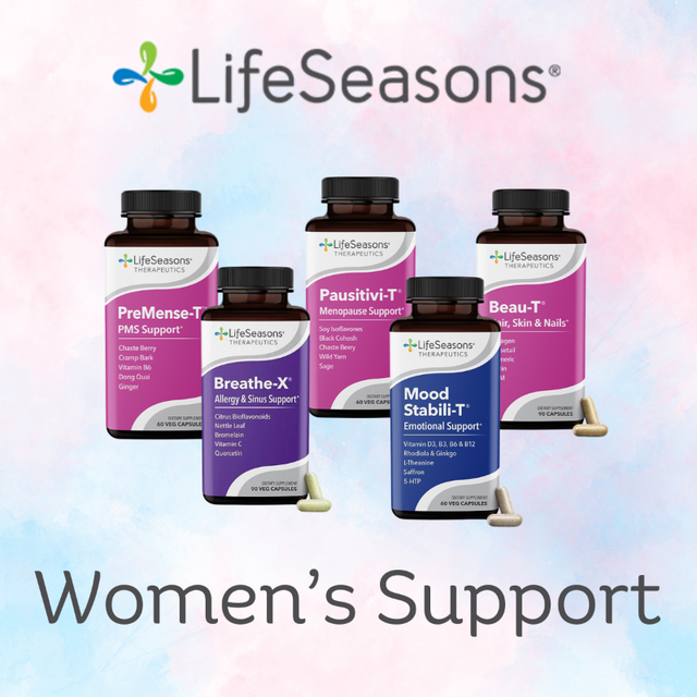 womens health support by lifeseasons, pms support, hair, skin and nails and menopause support