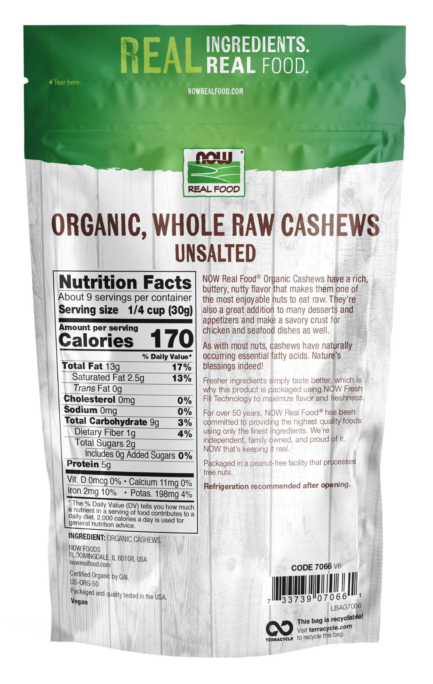 Cashews, Organic, Whole, Raw, & Unsalted