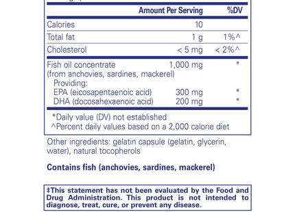 Pure Encapsulations EPA/DHA Essentials with ultra pure fish oil concentrate. 