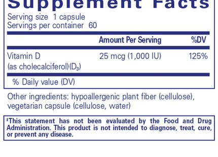 Vitamin D3 25 mcg (1,000 IU)