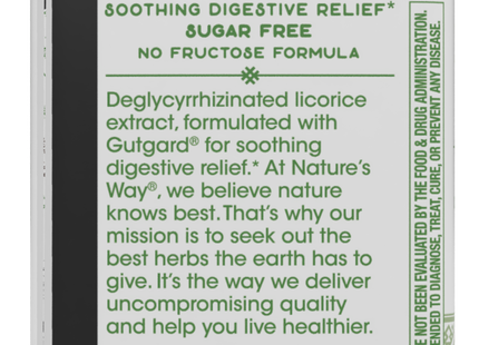 Nature's Way DGL soothes the digestive system and is sugar free!