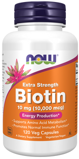 Biotin 10 mg (10,000 mcg), Extra Strength Veg Capsules